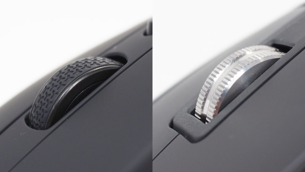 スクロールホイール。左がKeychron M6、右がMX Mater 3S。