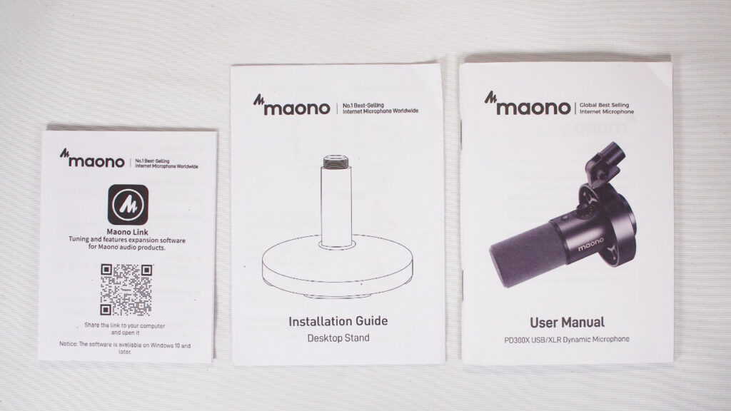 MAONO PD300XTのマニュアル類。