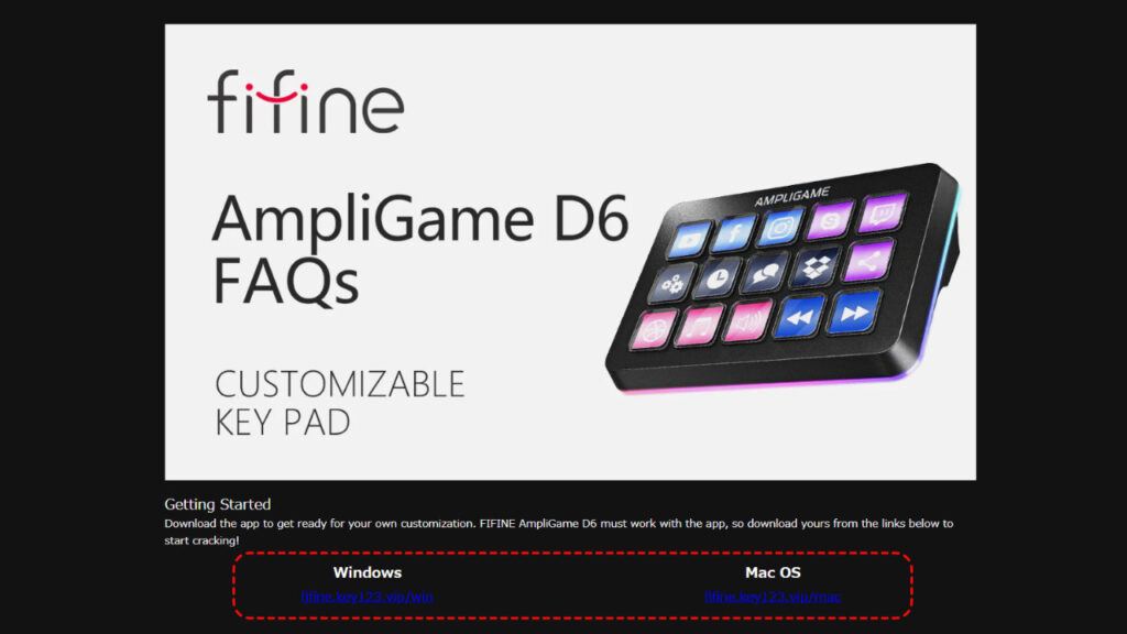 FIFINEのWebサイトのダウンロードページ。