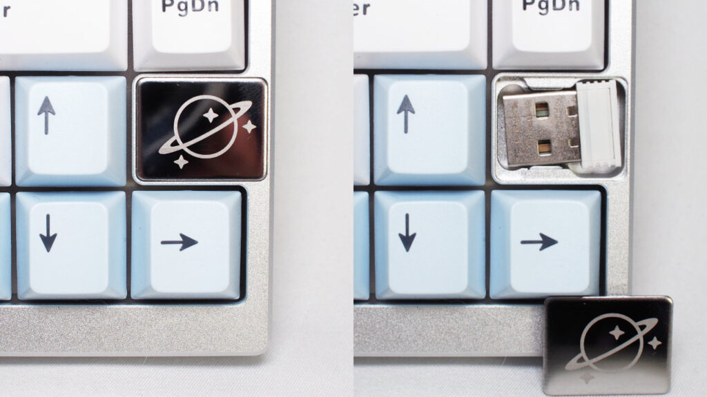 右下のパネル下にワイヤレスレシーバーが格納されている。