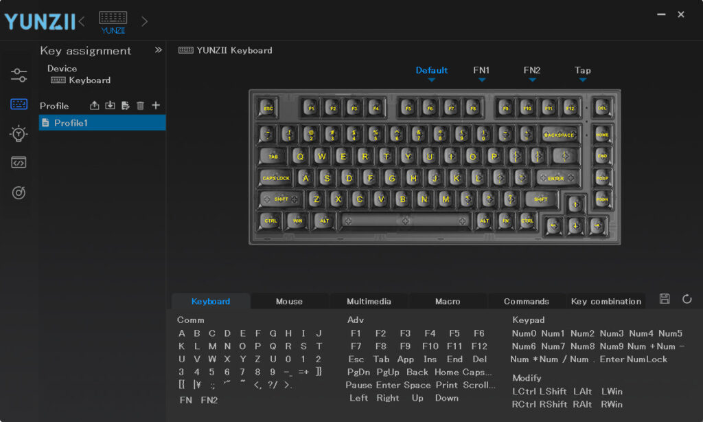 YUNZII X75 PROの専用アプリケーション。