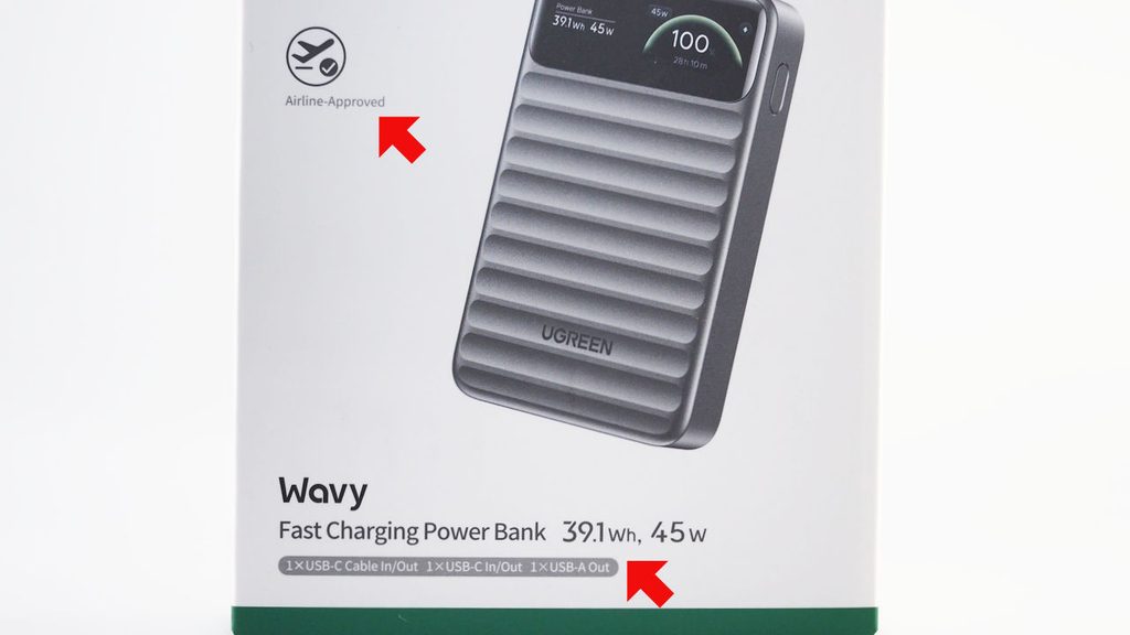 UGREEN Nexode Wavy 10000mAhのパッケージ表面。